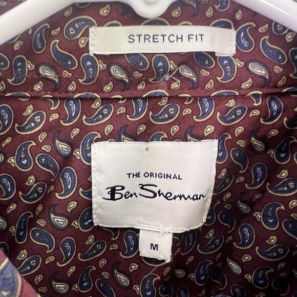 NWT Ben Sherman Men's' Paisley Button Down Shirt Sz M Stretch Fit - Picture 6 of 11